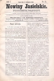 Nowiny Jasielskie : dwutygodnik polityczny. 1884, nr 21
