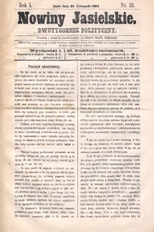 Nowiny Jasielskie : dwutygodnik polityczny. 1884, nr 22