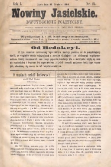 Nowiny Jasielskie : dwutygodnik polityczny. 1884, nr 24