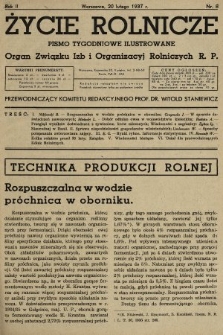 Życie Rolnicze : pismo tygodniowe ilustrowane : organ Związku Izb i Organizacyj Rolniczych R.P. 1937, nr 8