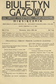 Biuletyn Gazowy Biura Dokumentacji Zarządu Głównego Ligi Obrony Powietrznej i Przeciwgazowej. 1933, nr 7