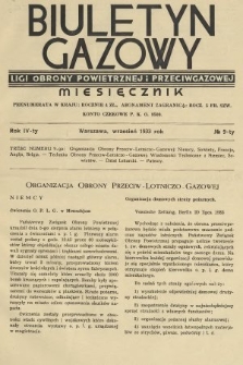 Biuletyn Gazowy Biura Dokumentacji Zarządu Głównego Ligi Obrony Powietrznej i Przeciwgazowej. 1933, nr 9