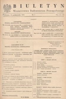 Biuletyn Ministerstwa Budownictwa Przemysłowego. 1951, nr 3