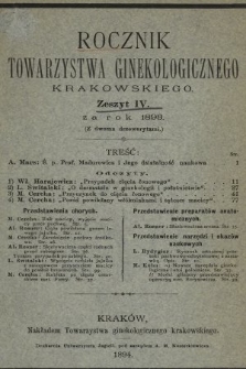 Rocznik Towarzystwa Ginekologicznego Krakowskiego za Rok 1893, z. 4