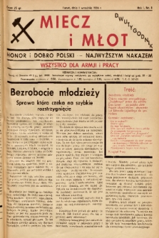 Miecz i Młot : honor i dobro Polski - najwyższym nakazem : wszystko dla armji i pracy. 1936, nr 8