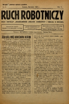 Ruch Robotniczy : organ centralny „Chrześcijańskich Związków Zawodowych” z siedzibą w Krakowie. 1925, nr 4