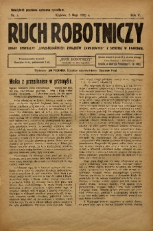 Ruch Robotniczy : organ centralny „Chrześcijańskich Związków Zawodowych” z siedzibą w Krakowie. 1925, nr 5