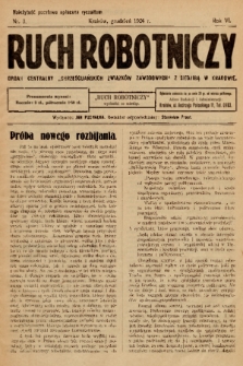 Ruch Robotniczy : organ centralny „Chrześcijańskich Związków Zawodowych” z siedzibą w Krakowie. 1926, nr 3