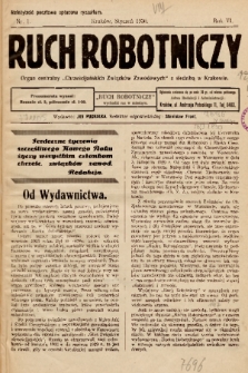 Ruch Robotniczy : organ centralny „Chrześcijańskich Związków Zawodowych” z siedzibą w Krakowie. 1930, nr 1