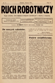 Ruch Robotniczy : organ centralny „Chrześcijańskich Związków Zawodowych” z siedzibą w Krakowie. 1930, nr 3
