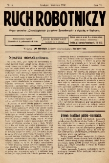 Ruch Robotniczy : organ centralny „Chrześcijańskich Związków Zawodowych” z siedzibą w Krakowie. 1930, nr 4