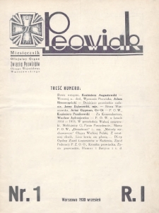 Peowiak : oficjalny organ Związku Peowiaków Okręgu Województwa Warszawskiego. 1930, nr 1