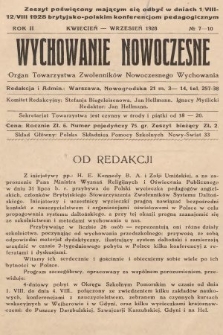 Wychowanie Nowoczesne : organ Towarzystwa Zwolenników Nowoczesnego Wychowania. R. 2, 1928, nr 7-10