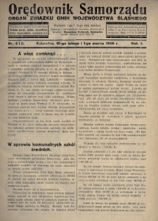 Orędownik Samorządu : organ Związku Gmin Województwa Śląskiego. 1926, nr 4-5