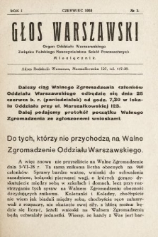 Głos Warszawski : organ Oddziału Warszawskiego Związku Polskiego Nauczycielstwa Szkół Powszechnych. R. 1, 1928, nr 3