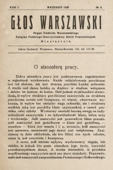 Głos Warszawski : organ Oddziału Warszawskiego Związku Polskiego Nauczycielstwa Szkół Powszechnych. R. 1, 1928, nr 4