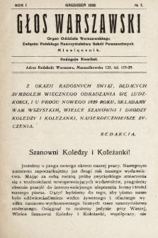 Głos Warszawski : organ Oddziału Warszawskiego Związku Polskiego Nauczycielstwa Szkół Powszechnych. R. 1, 1928, nr 7