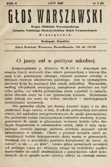 Głos Warszawski : organ Oddziału Warszawskiego Związku Polskiego Nauczycielstwa Szkół Powszechnych. R. 2, 1929, nr 2