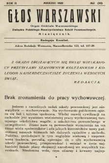 Głos Warszawski : organ Oddziału Warszawskiego Związku Polskiego Nauczycielstwa Szkół Powszechnych. R. 2, 1929, nr 3