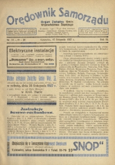 Orędownik Samorządu : organ Związku Gmin Województwa Śląskiego. 1927, nr 18-20