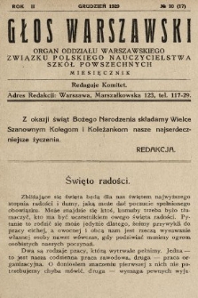 Głos Warszawski : organ Oddziału Warszawskiego Związku Polskiego Nauczycielstwa Szkół Powszechnych. R. 2, 1929, nr 10