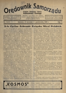 Orędownik Samorządu : organ Związku Gmin Województwa Śląskiego. 1929, nr 18-19