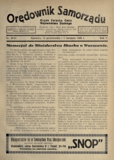 Orędownik Samorządu : organ Związku Gmin Województwa Śląskiego. 1929, nr 20-21