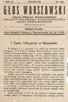 Głos Warszawski : organ Oddziału Warszawskiego Związku Polskiego Nauczycielstwa Szkół Powszechnych. R. 3, 1930, nr 1