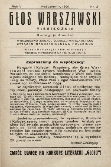 Głos Warszawski : Wydawnictwo Zarządu Oddziału Warszawskiego Związku Nauczycielstwa Polskiego. R. 5, 1931, nr 2