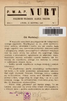Nurt : południowo-wschodnia agencja prasowa. 1938, nr 1
