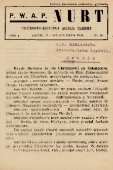 Nurt : południowo-wschodnia agencja prasowa. 1938, nr 10