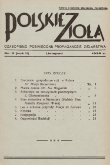 Polskie Zioła : czasopismo poświęcone propagandzie zielarstwa. 1935, nr 11