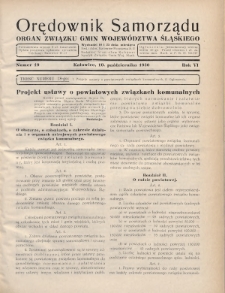 Orędownik Samorządu : organ Związku Gmin Województwa Śląskiego. 1930, nr 19