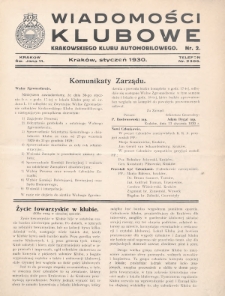 Wiadomości Klubowe Krakowskiego Klubu Automobilowego. 1930, nr 2