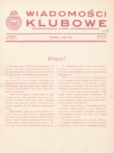 Wiadomości Klubowe Krakowskiego Klubu Automobilowego. 1930, nr 5
