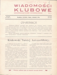 Wiadomości Klubowe Krakowskiego Klubu Automobilowego. 1930, nr 6