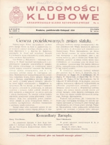 Wiadomości Klubowe Krakowskiego Klubu Automobilowego. 1930, nr 8