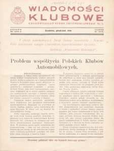 Wiadomości Klubowe Krakowskiego Klubu Automobilowego. 1930, nr 9