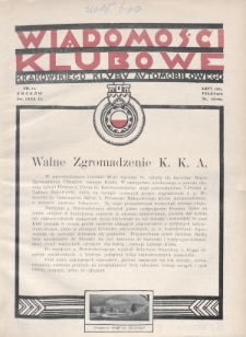 Wiadomości Klubowe Krakowskiego Klubu Automobilowego. 1931, nr 11