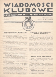 Wiadomości Klubowe Krakowskiego Klubu Automobilowego. 1935, nr 8