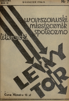 Lewy Tor : warszawski miesięcznik społeczno-literacki. 1946, nr 7