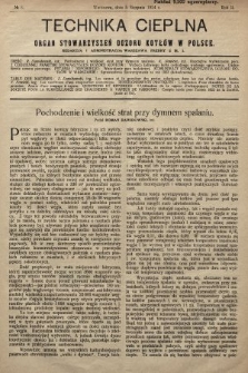 Technika Cieplna : organ Stowarzyszeń Dozoru Kotłów w Polsce. R. 2, 1924, nr 8