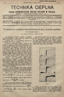 Technika Cieplna : organ Stowarzyszeń Dozoru Kotłów w Polsce. R. 2, 1924, nr 9