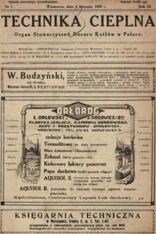 Technika Cieplna : organ Stowarzyszeń Dozoru Kotłów w Polsce. R. 3, 1925, nr 1