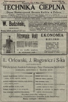 Technika Cieplna : organ Stowarzyszeń Dozoru Kotłów w Polsce. R. 3, 1925, nr 5