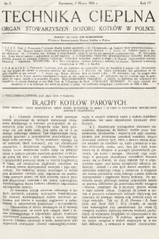 Technika Cieplna : organ Stowarzyszeń Dozoru Kotłów w Polsce. R. 4, 1926, nr 3
