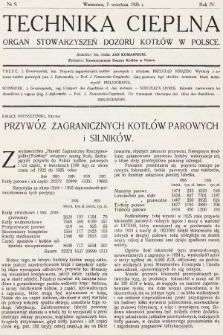 Technika Cieplna : organ Stowarzyszeń Dozoru Kotłów w Polsce. R. 4, 1926, nr 9