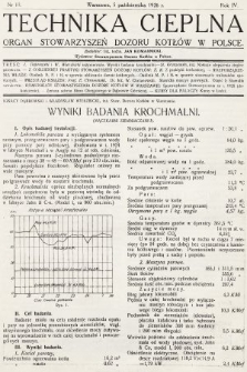 Technika Cieplna : organ Stowarzyszeń Dozoru Kotłów w Polsce. R. 4, 1926, nr 10
