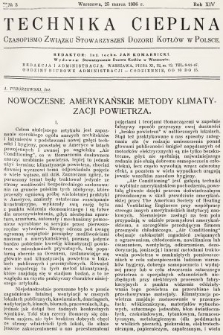 Technika Cieplna : czasopismo Związku Stowarzyszeń Dozoru Kotłów w Polsce. R. 14, 1936, nr 3
