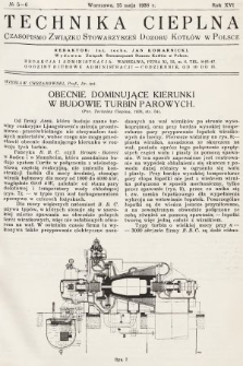 Technika Cieplna : czasopismo Związku Stowarzyszeń Dozoru Kotłów w Polsce. R. 16, 1938, nr 5-6